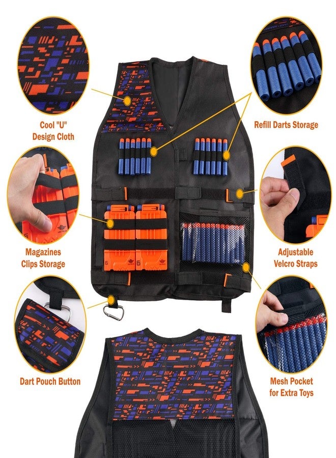 PATPAT® Tactical Vest Kit for Youth, Blaster Gear for Boys Girls, Blasters Set for 6 Years Boys Birthday Christmas Gifts -Orange - Image 2